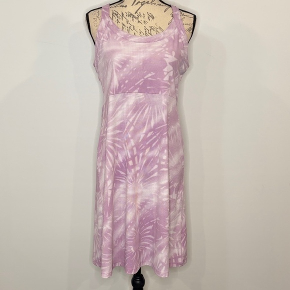 Columbia casual athleisure stretch racerback tank dress purple white medium